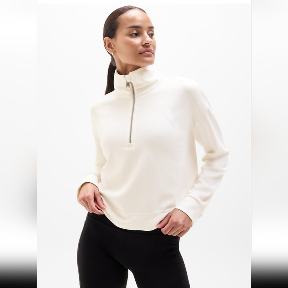 Athleta Cream Half-Zip Pullover Sweatshirt